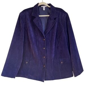 Purple Corduroy Classic Preppy Artsy Academia 4 Button Blazer Size 18/20W